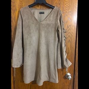 union of angles Dresses - Suede long sleeve tan dress union of angles Dresses - Suede long sleeve tan dress